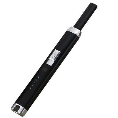 Electronic Usb Rechargeable Pulse Arc Candle Lighter Kitchen Camping Stove Bbq - Silver