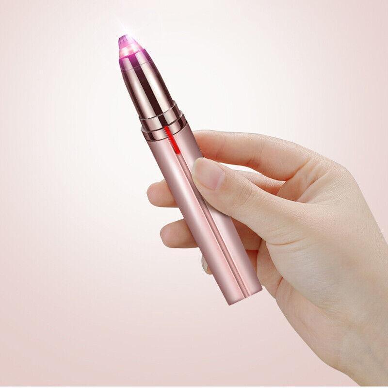 Electric Eyebrow Trimmer Finishing Touch Flawless Brows Hair Remover Led Light - Gold