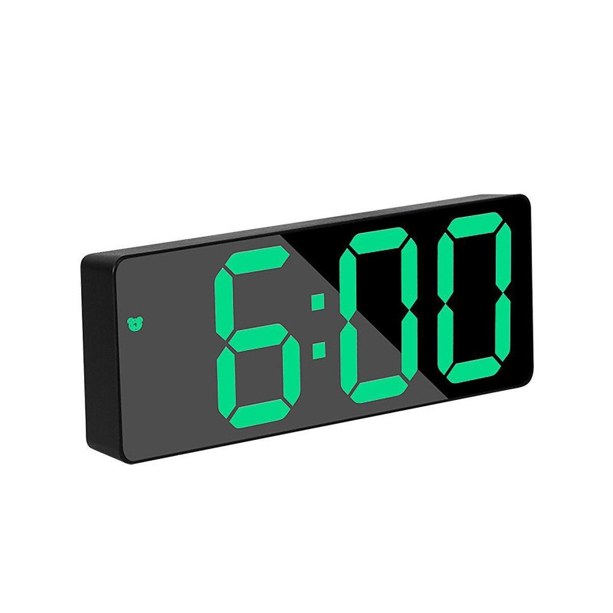 LED Digital Alarm Clock Large Display Dual Power Options Home Office Decor - Green