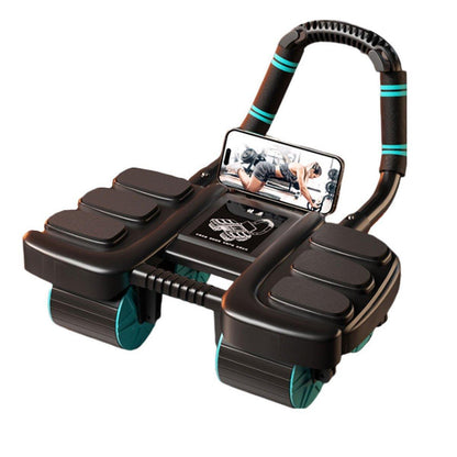 Four Wheel Abdominal Exercise Roller Elbow Support for Core Strength Training - Blue