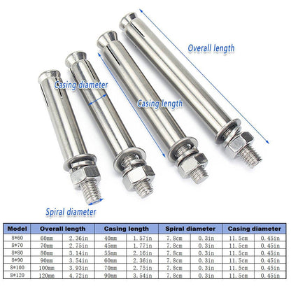 M8 Stainless Steel Expansion Anchor Bolts Heavy Duty Hex Head Screws - M8*80