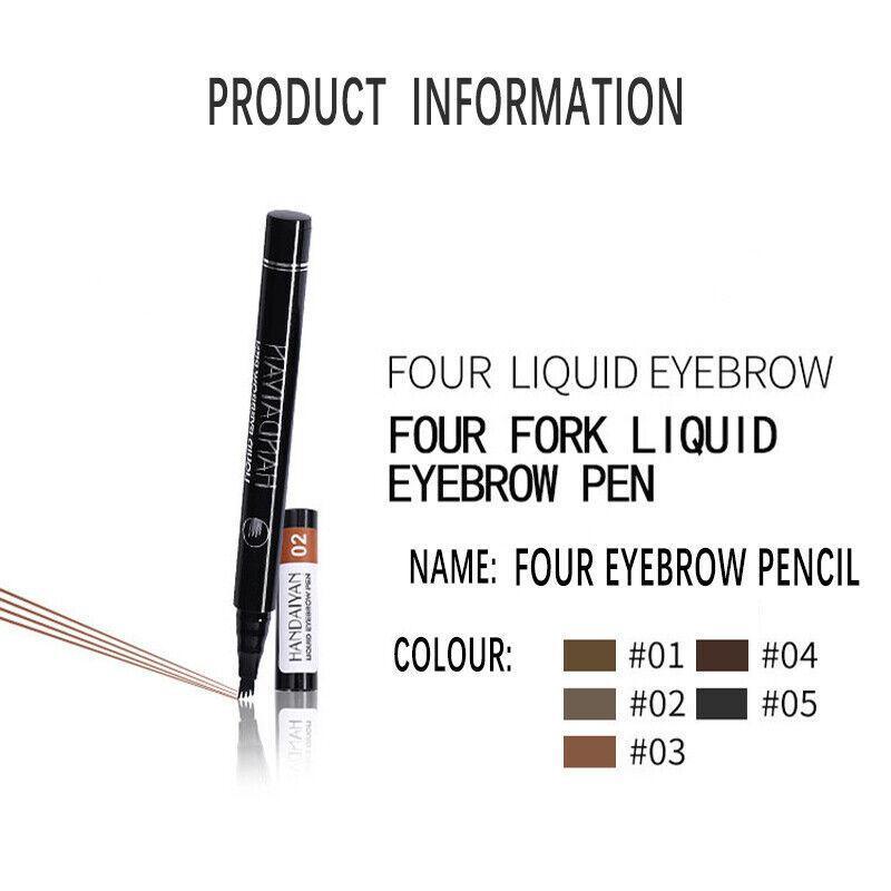 4 Tip Waterproof Microblading Eyebrow Pen for Natural Hair-Like Strokes - 2# Margarine