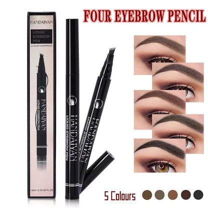 4 Tip Waterproof Microblading Eyebrow Pen for Natural Hair-Like Strokes - 4# Chocolate
