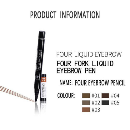4 Tip Waterproof Microblading Eyebrow Pen for Natural Hair-Like Strokes - 4# Chocolate