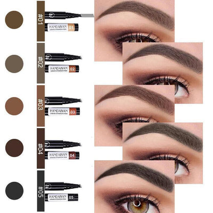 4 Tip Waterproof Microblading Eyebrow Pen for Natural Hair-Like Strokes - 4# Chocolate