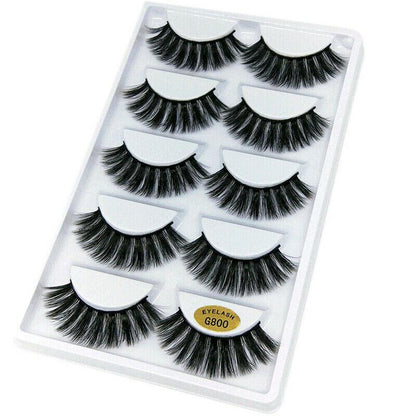 5 Pairs 3D Natural Thick False Fake Eyelashes Eye Lashes Mink Makeup Extension - G800