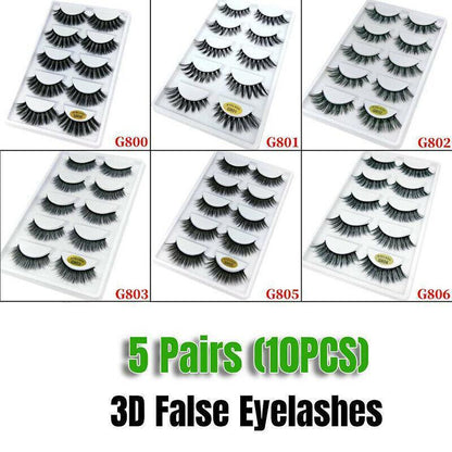 5 Pairs 3D Natural Thick False Fake Eyelashes Eye Lashes Mink Makeup Extension - G803