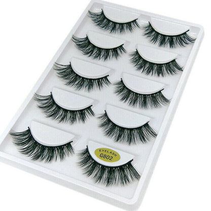 5 Pairs 3D Natural Thick False Fake Eyelashes Eye Lashes Mink Makeup Extension - G805