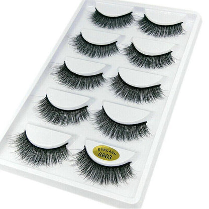 5 Pairs 3D Natural Thick False Fake Eyelashes Eye Lashes Mink Makeup Extension - G805