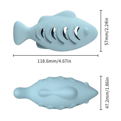 Interactive Cat Toys Fish Leaky Food Dispenser Fun Pet Play Chew Toy Durable - Blue