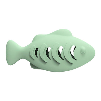 Interactive Cat Toys Fish Leaky Food Dispenser Fun Pet Play Chew Toy Durable - Blue