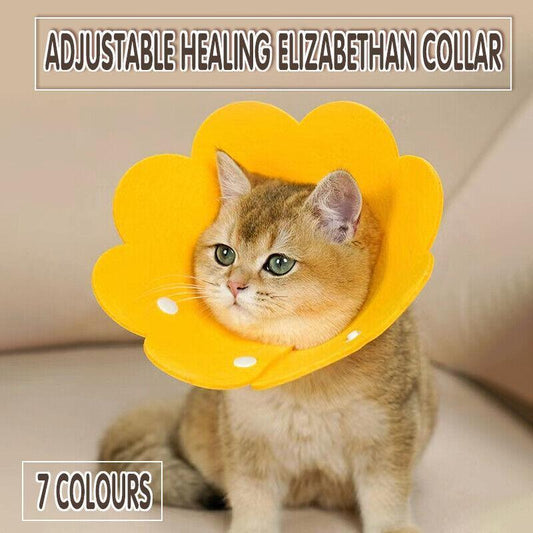 Pet Dog Cat Adjustable Soft Healing Elizabethan Collar Cone Medical Protective - Red
