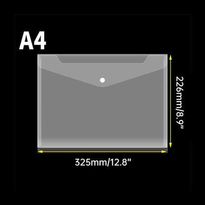 12pcs A4 Plastic File Bag Translucent Document Storage Pouch with Button Closure