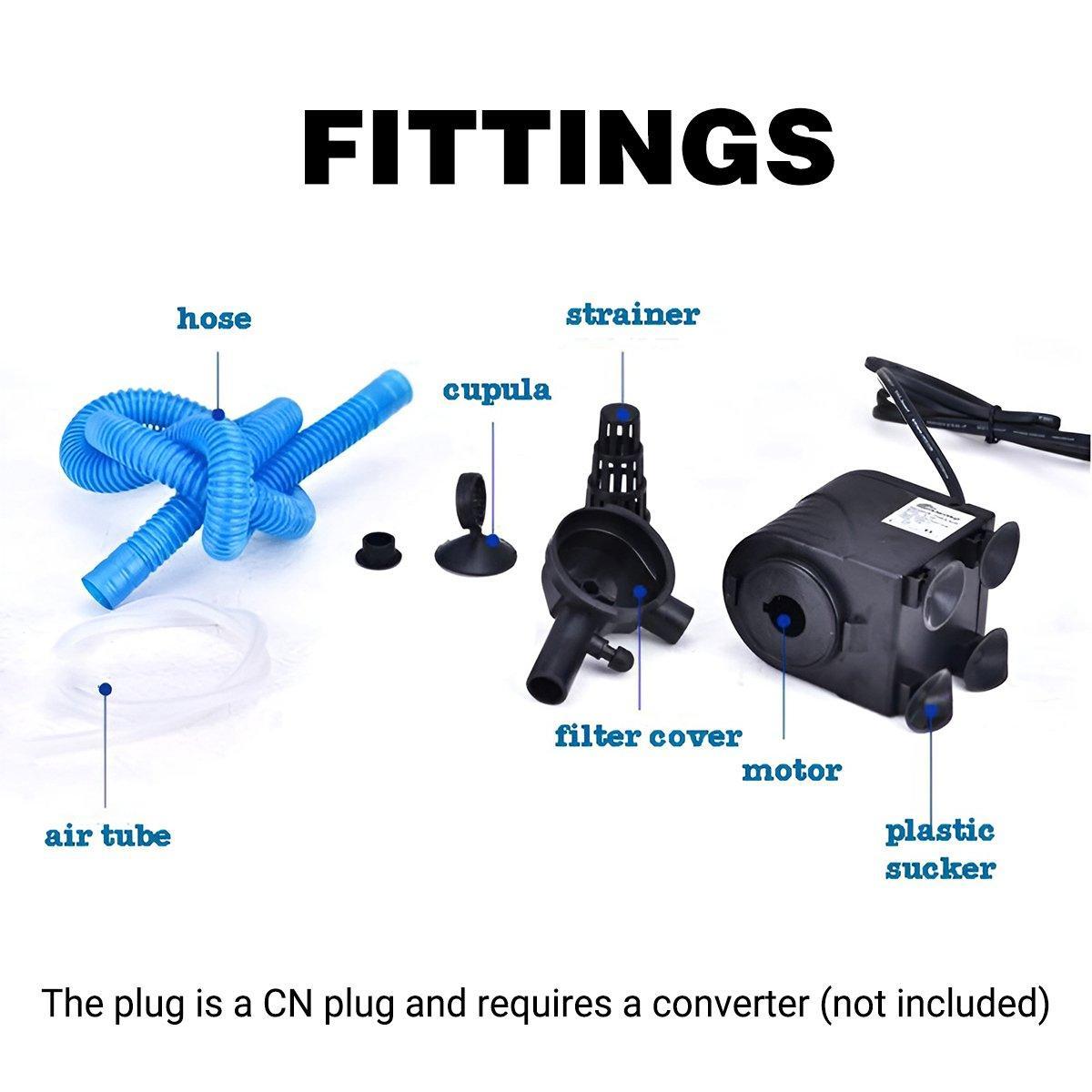 3in1 Mini Aquarium Fish Tank Filter Submersible Water Purifier Oxygen Pump - QL-350 (20W 1400L/H)
