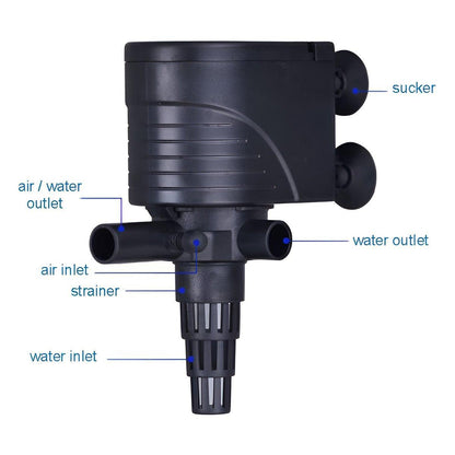 3in1 Mini Aquarium Fish Tank Filter Submersible Water Purifier Oxygen Pump - QL-350 (20W 1400L/H)