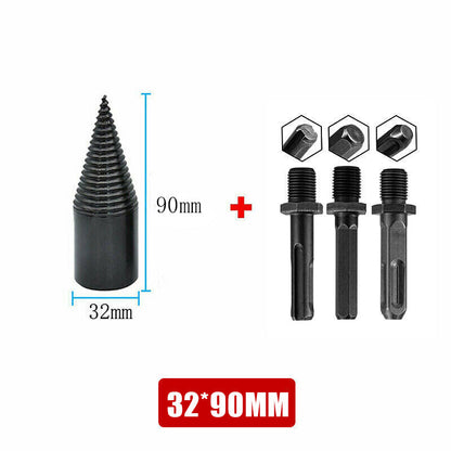 32-42Mm High Speed Twist Firewood Drill Bit Wood Splitting Splitter Cone Driver - 32MM