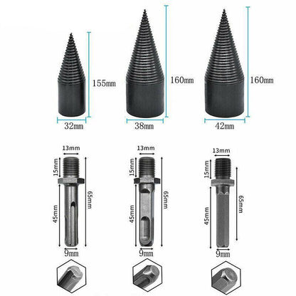 32-42Mm High Speed Twist Firewood Drill Bit Wood Splitting Splitter Cone Driver - 38MM