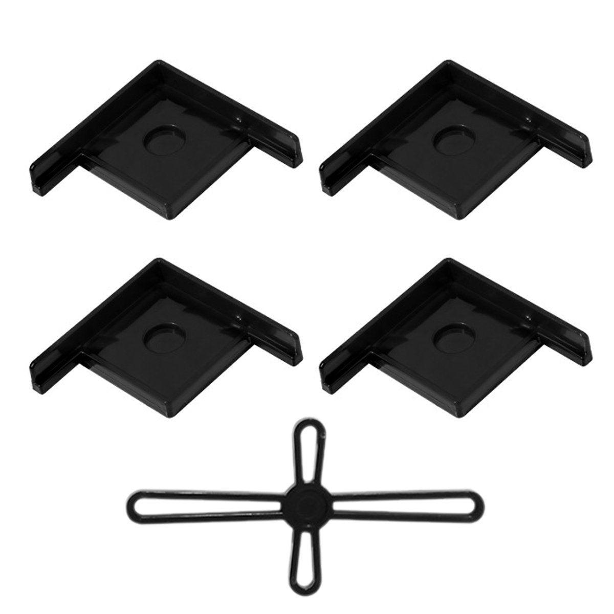5pcs Plastic Fish Tank Base Bracket Corner Guard Stand Holder for Aquarium Tanks - Black-S