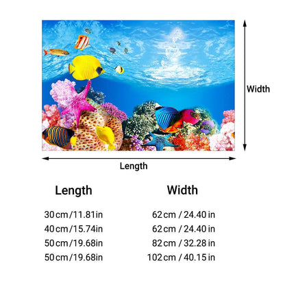 Aquarium Background Fish Tank Wallpaper Double Sided Decoration Sticker Paper - H-50cmx102cm
