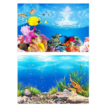 Aquarium Background Fish Tank Wallpaper Double Sided Decoration Sticker Paper - H-50cmx102cm