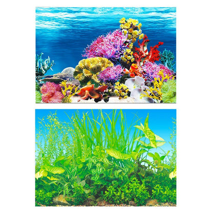 Aquarium Background Fish Tank Wallpaper Double Sided Decoration Sticker Paper - H-50cmx82cm
