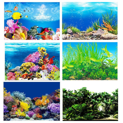 Aquarium Background Fish Tank Wallpaper Double Sided Decoration Sticker Paper - J-40cmx62cm