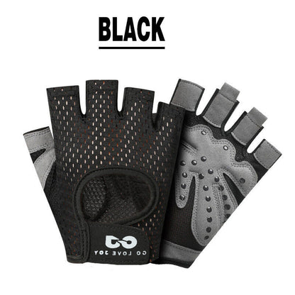 L Size Women Fitness Gym Training Gloves Half Finger Gel Weight Lifting Workout Gloves - Black