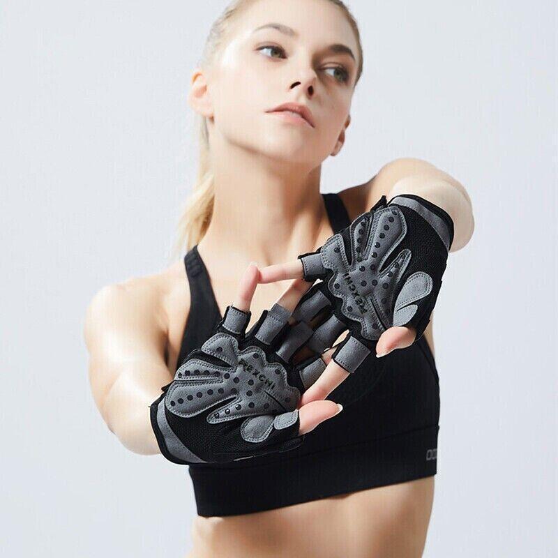 M Size Women Fitness Gym Training Gloves Half Finger Gel Weight Lifting Workout Gloves - Black