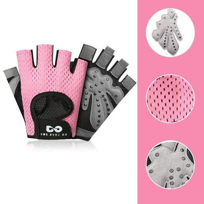 L Size Women Fitness Gym Training Gloves Half Finger Gel Weight Lifting Workout Gloves - Grey