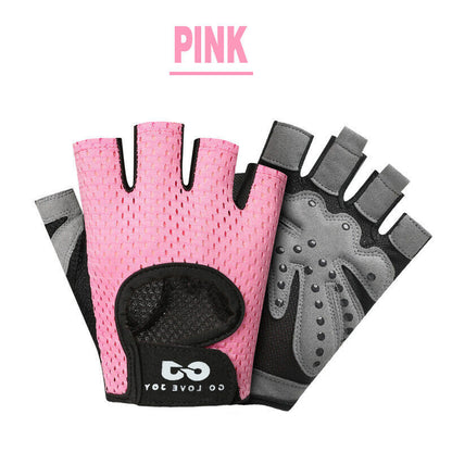 L Size Women Fitness Gym Training Gloves Half Finger Gel Weight Lifting Workout Gloves - Grey