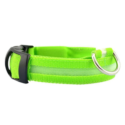 XL Size USB Rechargeable LED Dog Collar Nylon Glow Flashing Light Up Gear - Black