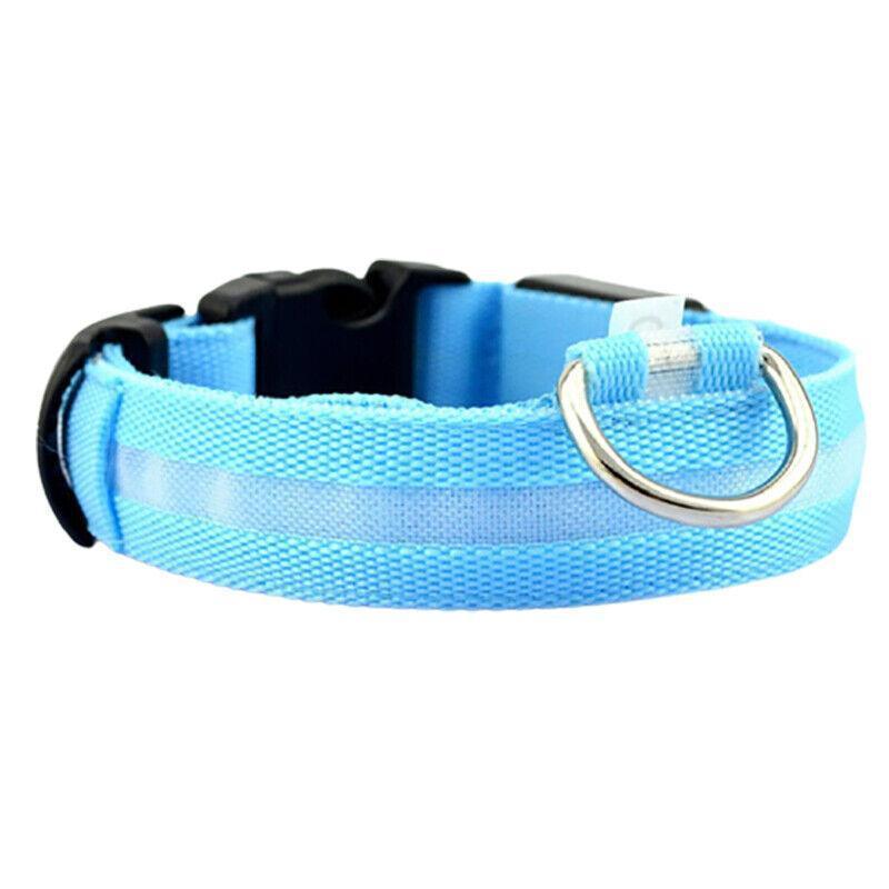XL Size USB Rechargeable LED Dog Collar Nylon Glow Flashing Light Up Gear - Red