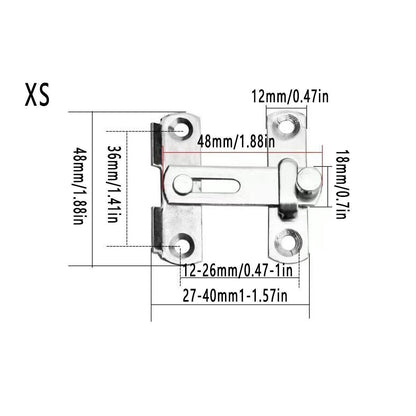 2 Sets 90 Degree Sliding Door Latch Lock Catch Kit for Home Use - Flat-Black-L
