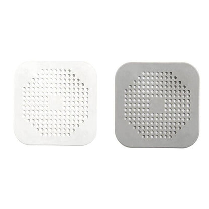2X Square Drain Cover For Shower Drain Hair Catcher Flat Silicone Plug For Bath - Grey
