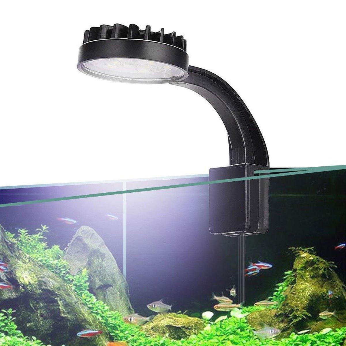 Small LED Fishbowl Aquarium Light Clip On Aquarium Plant Lighting Fish Tank Lamp - White