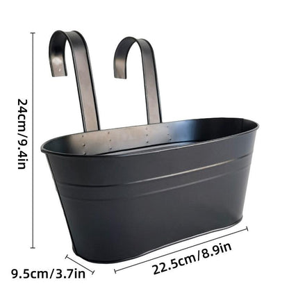 3pcs Double Hooks Hanging Planter Basket for Balcony Fence Outdoor Garden Pots