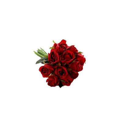 12 Heads Silk Rose Artificial Flowers Fake Bouquet - Champagne