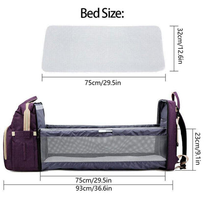 Foldable Travel Backpack with Built In Portable Rest Mat and Storage Compartments - Grey