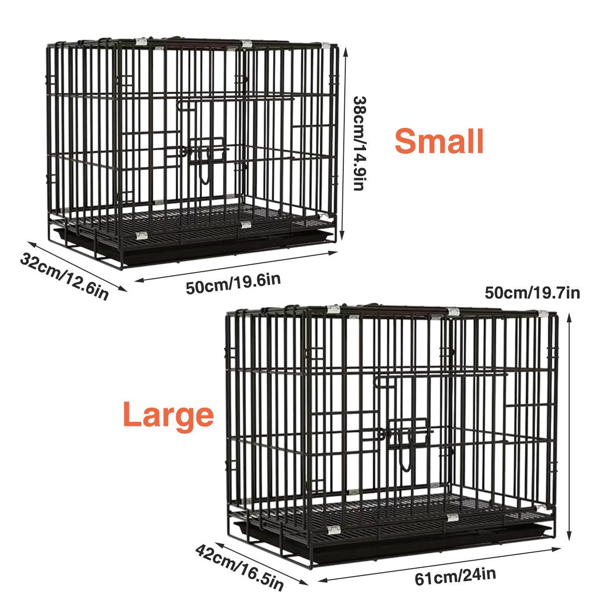 Metal Dog Crate Pet Cage with Divider for Puppies Cats Kennel Indoor Pet House - Small-Pink
