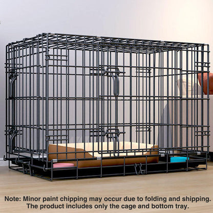 Metal Dog Crate Pet Cage with Divider for Puppies Cats Kennel Indoor Pet House - Large-Pink