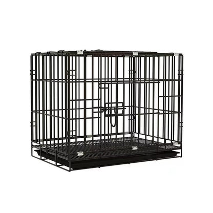 Metal Dog Crate Pet Cage with Divider for Puppies Cats Kennel Indoor Pet House - Large-Pink