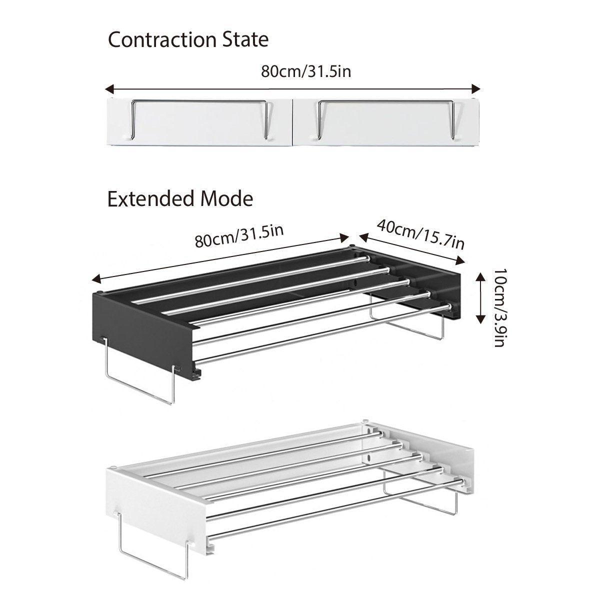 Foldable Wall Hanging Clothes Drying Rack Invisible Balcony Towel Laundry Rack - White