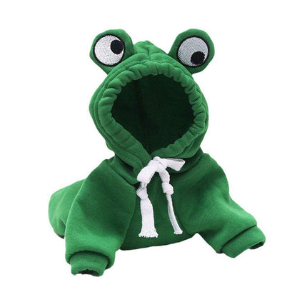 Warm Hooded Cartoon Frog Pet Clothes for Dogs and Cats Autumn Winter Vest - XL