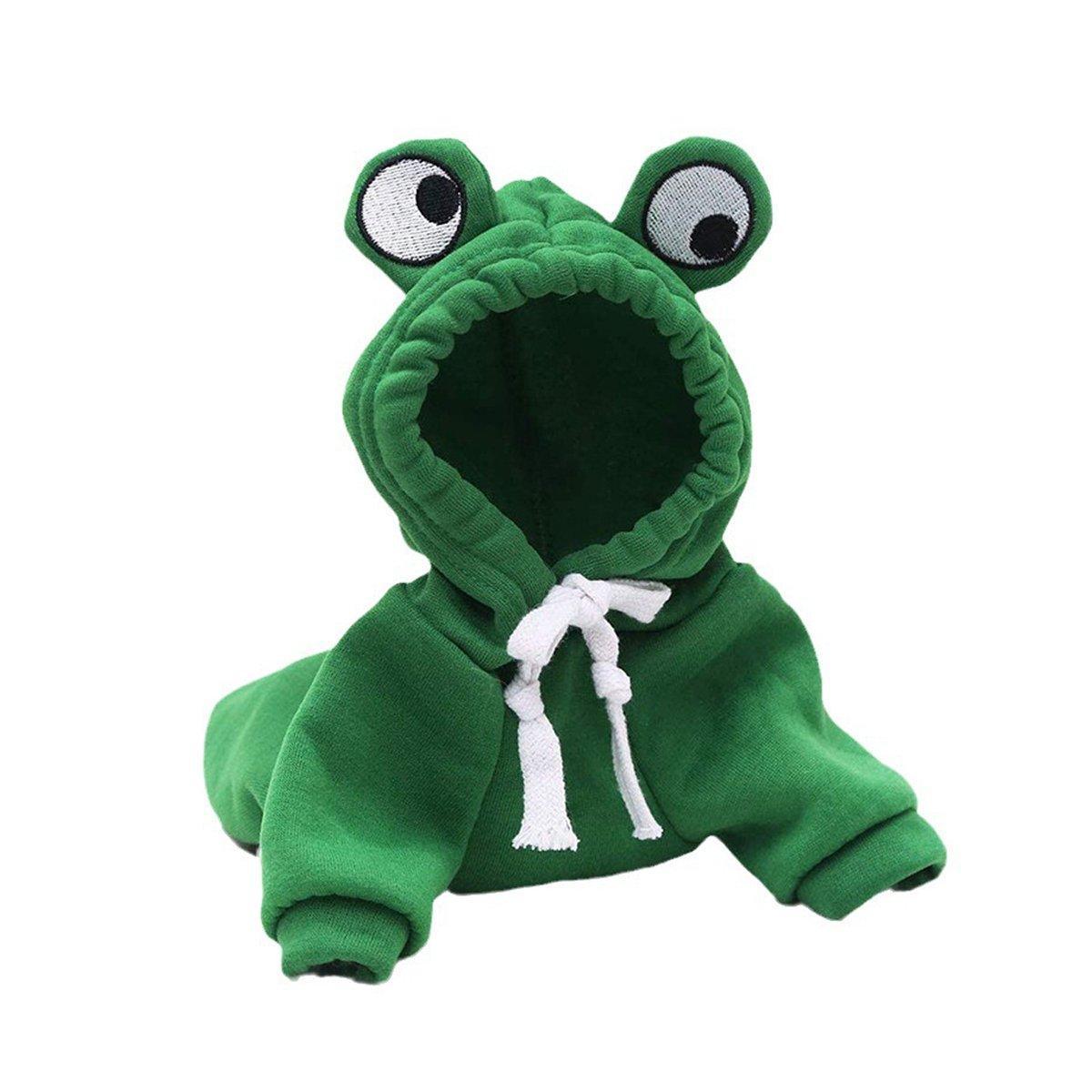 Warm Hooded Cartoon Frog Pet Clothes for Dogs and Cats Autumn Winter Vest - XXL