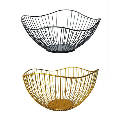 Large Iron Fruit Storage Basket Home Decor Snack Candy Plate Living Room Basket - Black