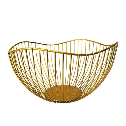 Large Iron Fruit Storage Basket Home Decor Snack Candy Plate Living Room Basket - Black