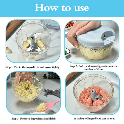 500ml Manual Meat Mincer Garlic Chopper Rotate Garlic Press Crusher Vegetabl - Pink