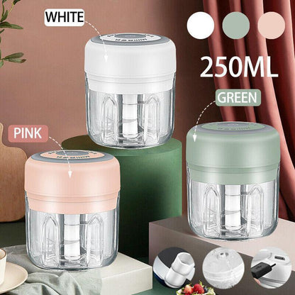 250Ml Usb Rechargeable Mini Food Garlic Grinder Electric Garlic Chopper Cordless - Green
