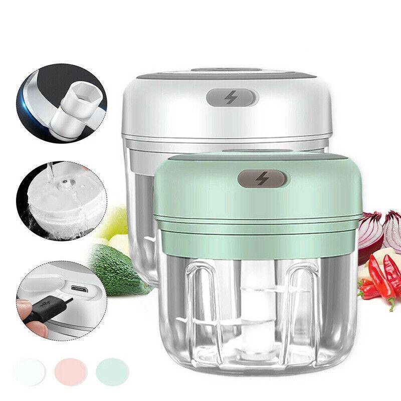250Ml Usb Rechargeable Mini Food Garlic Grinder Electric Garlic Chopper Cordless - Green