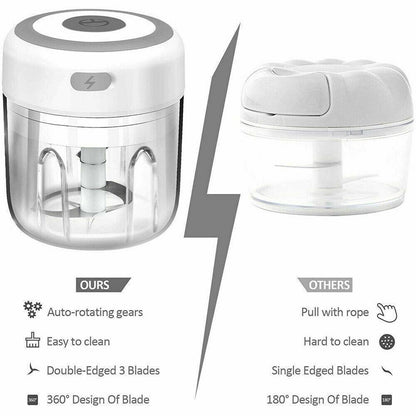 250Ml Usb Rechargeable Mini Food Garlic Grinder Electric Garlic Chopper Cordless - Pink